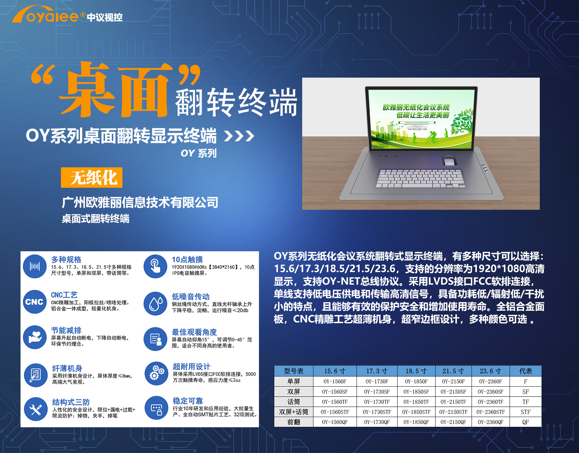 15.6/17.3/18.5/21.5/23.6桌面式翻转终端